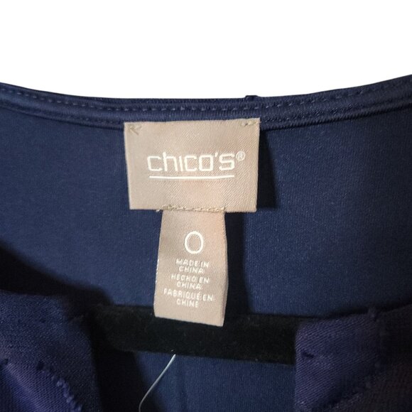 Chico's 0 Monochrome Navy Blue Polka Dot Midi Dress Size Small NWT $80 - Picture 4 of 6